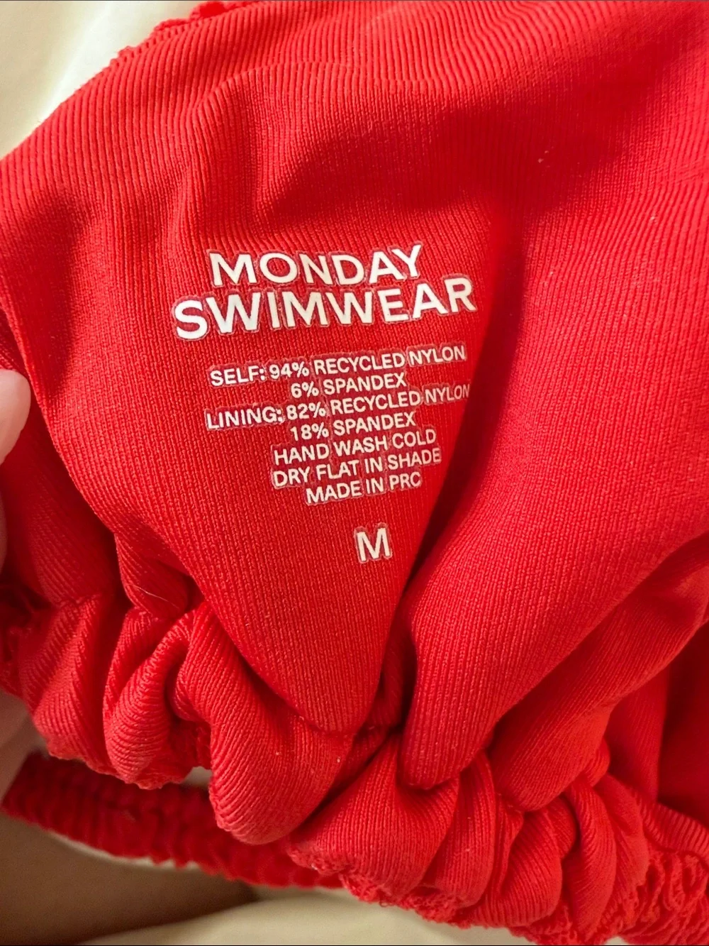 Monday Swimwear Palma Top- Chili Pepper Crinkle- M